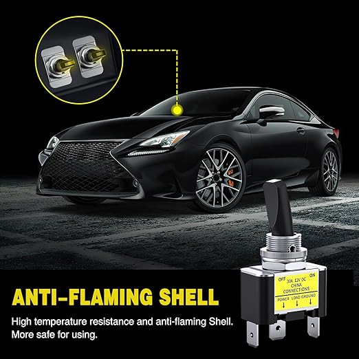 Nilight 5PCS LED Toggle Switch ON Off 12V 30A Yellow Lighted Metal Heavy Duty SPST 3 Pin Rocker Switches 12mm Mounting Hole for Automotive Cars Trucks Boats Racing Cars