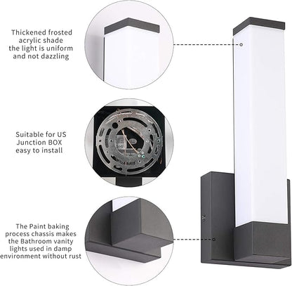 Black Wall Sconce for House Decor LED Wall Lights for Bedroom Bedside Wall Lamp Modern Indoor LED Hallway Sconces Wall Lighting 12" Inch Height 12W 4000K