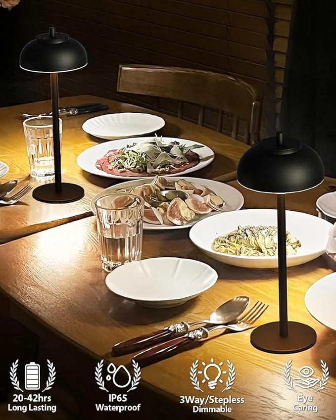 4 Pack Led Cordless Table Lamps Rechargeable,Table Lights Battery Operated-IP65 Waterproof-for Outdoor Patio/Restaurants/Home/Dinner/Table Lighting-Touch Control & Dimmable