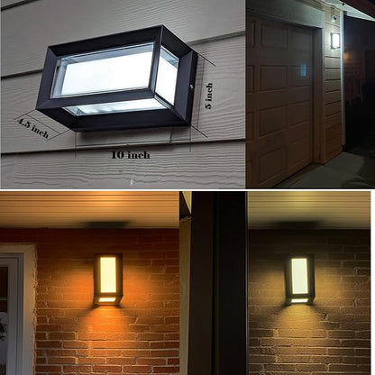 rosykite Outdoor Wall Sconce Lights 2Pack, Square LED Outdoor Wall Lights 18W, 3CCT Selectable 3000K 4000K 5000K Daylight, Modern Waterproof Exterior Wall Light for House, Porch, Garage