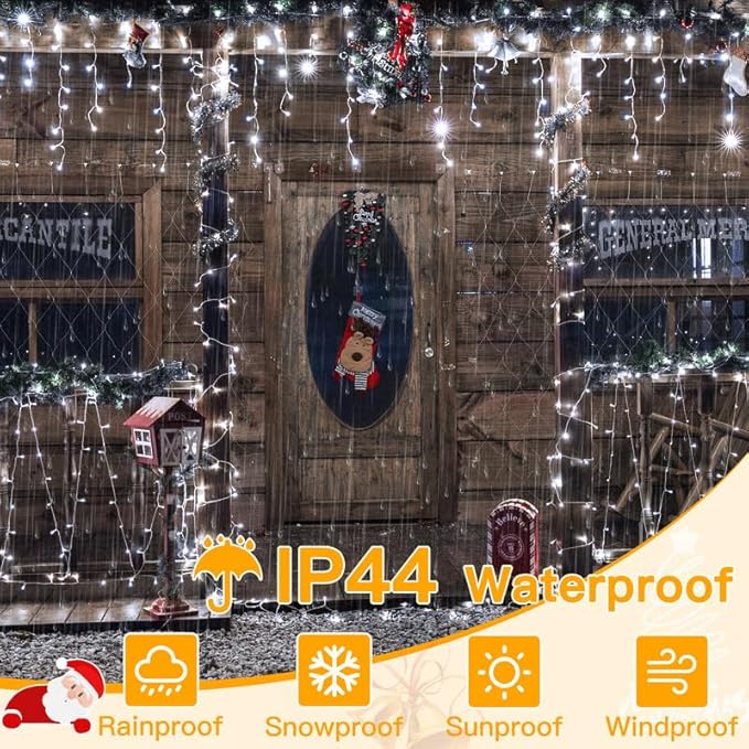 Ollny Icicle Lights for Outside 504LED 41FT, Cool White Christmas Light with Remote 8Modes Timers Waterproof, Plug in Connectable Hanging Lights for Outdoor Indoor House Roof Holiday