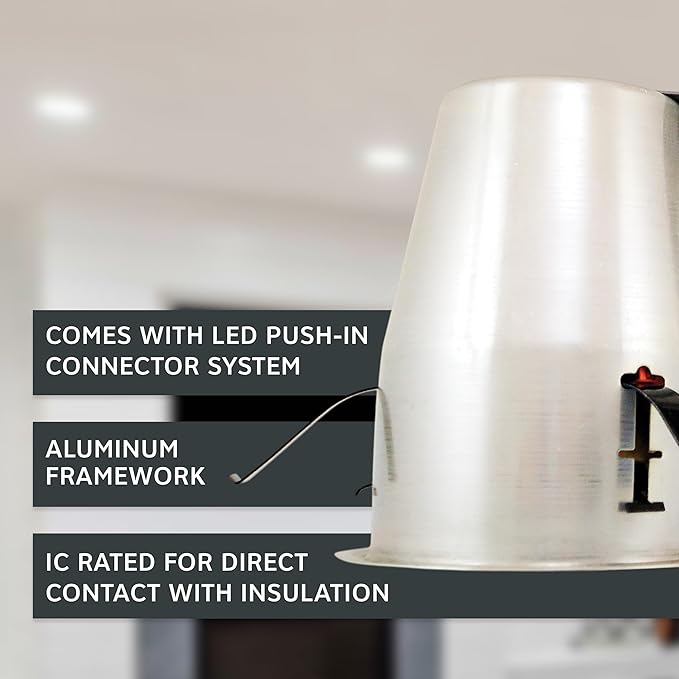 Designers Fountain LED Recessed Ceiling Light Housing, 4 Inch IC Rated Shallow Remodel Can Housing for Recessed Lights with Hanger Bar, Silver Trim, EVR2000LR