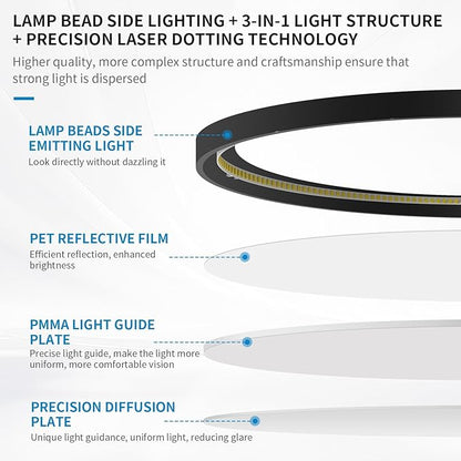 mw 4 Pack LED Flush Mount Ceiling Light, 16 Inch Round Black Ceiling Light,30W 120V 5CCT Dimmable, Close to Ceiling Light Fixtures for Bedroom, Kitchen, Hallway, Laundry