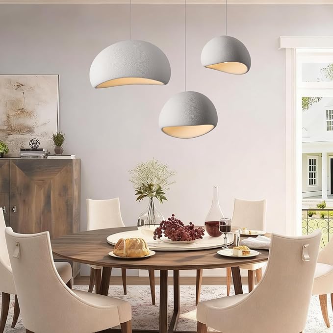 60CM White Modern Pendant Lights,Adjustable Hanging Light Fixtures,Japanese Hanging Lamp,Japandi Chandelier Light,Island Lights for Kitchen(White, 60cm/23.6in)