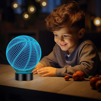 Linkax Basketball Gifts Stocking Stuffers for Teens Boys Girls, Basketball 3D Illusion Night Light Christmas Gifts for Ages 8-13, 5-15 Year Old Boy Birthday Present Room Decor