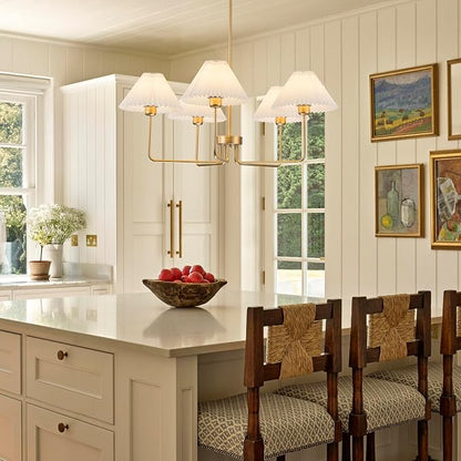 Gold Chandelier,5-Light Farmhouse Chandelier for Dining Room Modern Kitchen Light Fixture Over Table Ceiling Chandelier for Bedroom Living Room Foyer Entryway
