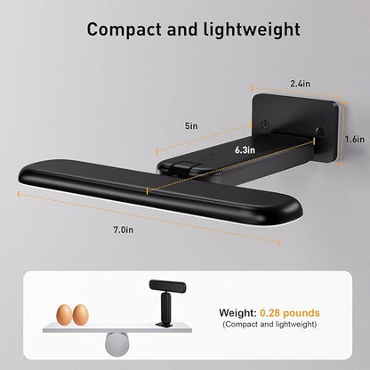 Picture Light, Rechargeable Picture Lights for Wall with Remote, 300 LM, Brightness Dimmable, Art Light for Poster, Artwork, Gallery, Display, Black(1p)