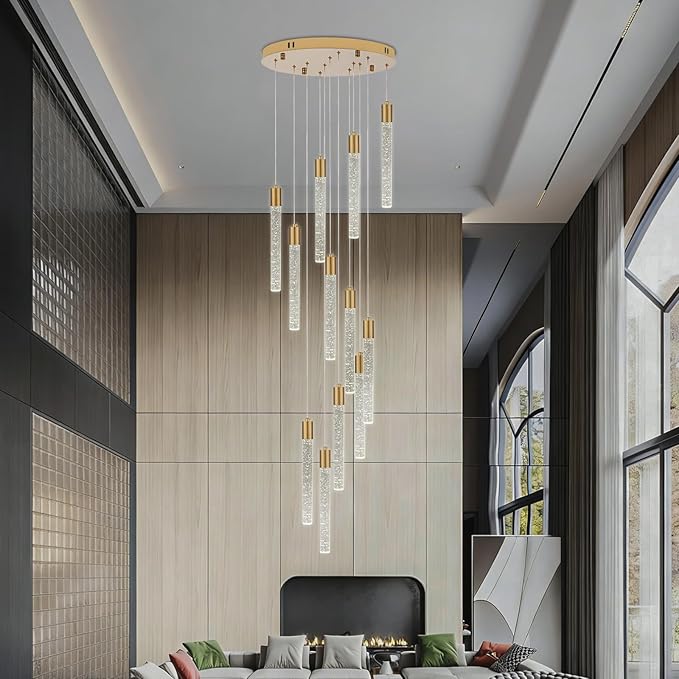 12-Light Pendant Light Fixtures,Gold Pendant Lights Kitchen Island, Modern Light Fixtures for Dining Room, Hallway, Living Room