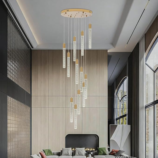 12-Light Pendant Light Fixtures,Gold Pendant Lights Kitchen Island, Modern Light Fixtures for Dining Room, Hallway, Living Room