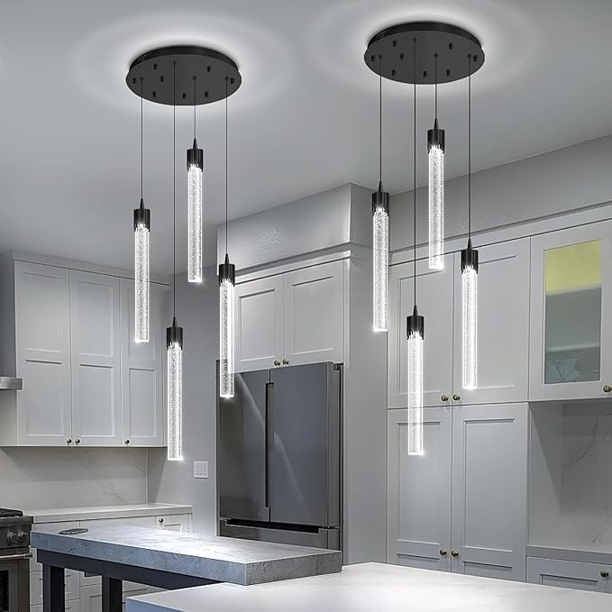 ykolupty Mini Chandelier Crystal Pendant Lights,Bubble Crystal Chandelier for Living Room Bedroom Modern LED Ceiling Light Dimmable 2700k-6000k