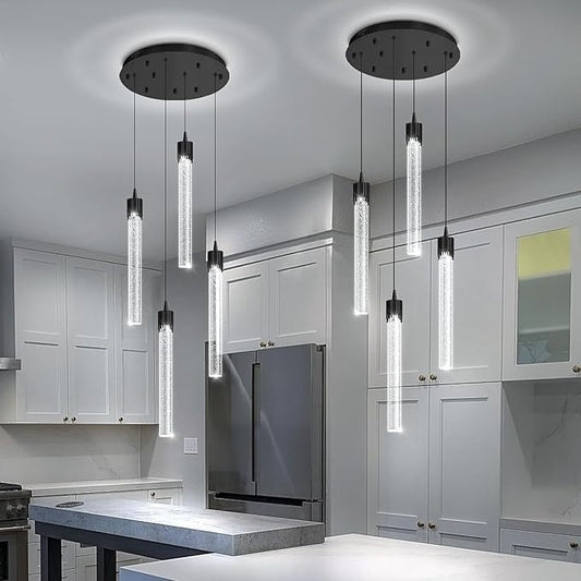 ykolupty Mini Chandelier Crystal Pendant Lights,Bubble Crystal Chandelier for Living Room Bedroom Modern LED Ceiling Light Dimmable 2700k-6000k