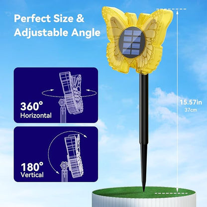 Solar Butterfly Lights Outdoor-Color-Changing 3D Glow-2-in-1 Wall & Ground-Butterfly Lights for Outside-Waterproof Garden Decorations for Patio Lawn Yard Fence Backyard Decor (4 Pack)