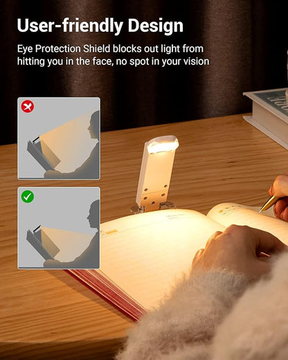 DEWENWILS USB Rechargeable Book Reading Light, 3000K Warm White, Brightness Adjustable Clip on LED Bookmark Lamp at Night in Bed, Portable Booklight for Bookworms, Kids