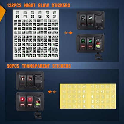 Nilight 2 Gang Rocker Switch Box 12V SPST ON Off Toggle Switches PD Type C and QC 3.0 USB Charger Voltmeter LED Light Waterproof Aluminum Mount Bracket Panel DIY Stickers for Boat Car RV Truck