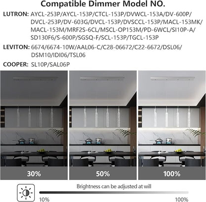 Kitchen Island Lighting Modern Light Fixture Chrome Pendant Light Dimmable LED Chrome Finish Mini Crystal Pendant Lights for Dining Room Living Room（4-Light）