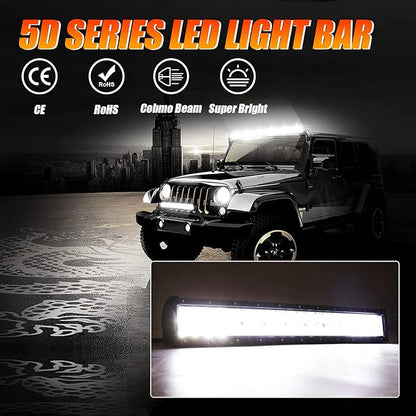 Auxbeam 22" LED Light Bar 120W LED Driving Light Off-Road Lights Spot Flood Combo Work Light Fog Lamp 5D Lens with Wiring Harness for SUV, ATV, UTV, Jeep, Vehicle, Pickup