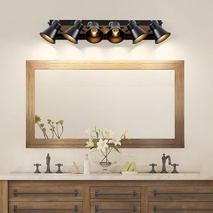 KEESFU 6-Light Track Lighting Kit,Black Semi Flush Mount Ceiling Light with 6 Rotatable Light Heads,Modern Farmhouse Lighting for Livingroom,Bedroom,Hallway,Art Wall,Bathroom,Kitchen.(6-Light)
