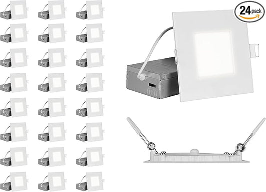 NICOR Lighting REL Selectable 4 in. Square Remodel LED Downlight Kit (24 Pack) (REL41120SSQWH-24PK), White