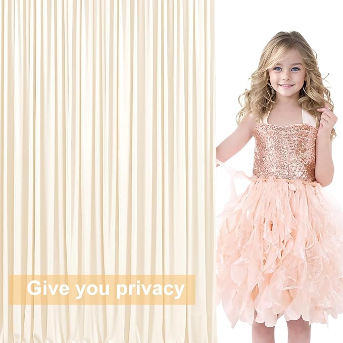 10x12 Champagne Backdrop Curtains for Wedding Party Wrinkle Free Backdrops Curtain Drapes Fabric Decorations Photo Back Drop Cloth for Baby Shower Photography Stage Reception 5ft x 12ft,2 Panels