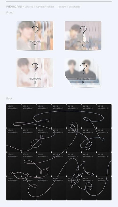 BTS-[Love Yourself 轉'Tear'] 3rd Album 4 Ver SET CD+104p PhotoBook+20p Mini Book+1p PhotoCard+1p Staing PhotoCard K-POP Sealed