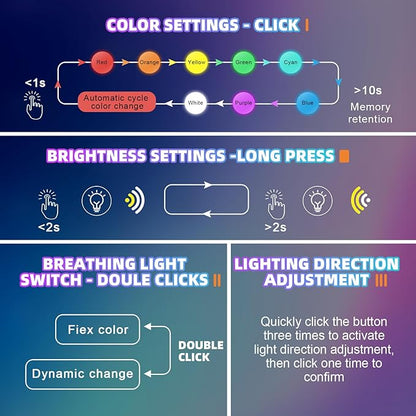 Frienda 2 Pcs Mini USB LED Light Car LED Interior Lighting 5v RGB Portable Ambient Lighting Adjustable 8 Color and Brightness Smart USB Night Lamp for Cars Laptop Keyboard Atmosphere, Type A