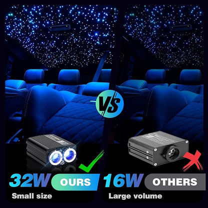 Twinkle Starlight Headliner Light,32W 1000pcs 13.1ft LED Star Ceiling Fiber Optic Light Kit APP/Remote Control for Car/Home/Party