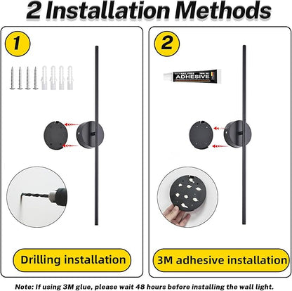 8000mah Detachable Battery Operated Wall Sconces Set of two, 32 Inch Rechargeable Wall Sconce With Remote & Touch, RGB 15 Colors Dimmable Wireless lamp for Bedroom, Living Room, Hallway Decor, Black