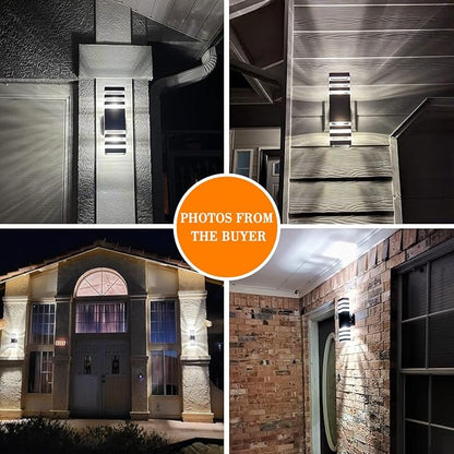 6 Pack Up and Down Wall Lights, 14W IP65 3000K 1100LM Warm White, Aluminum Outdoor Light Fixtures for Porch, Patio, Garage, Waterproof