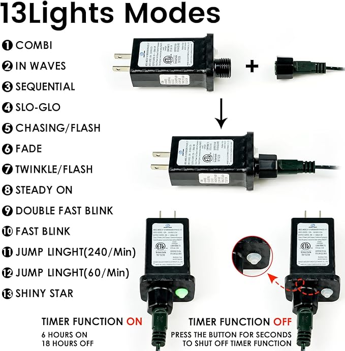 Connectable 240LED 88Ft 13Modes Christmas String Lights Indoor Outdoor | Extendable Green Wire Green Christmas Tree Lights with Timer | Twinkle Fairy Light Plug in for Xmas Tree Garden Decor(Green)