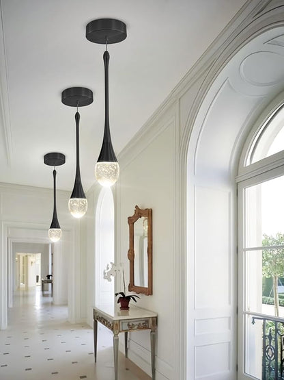 ykolupty Modern Pendant Lights for Kitchen lsland LED Dimmable Raindrop Chandelier Crystal Ceiling Pendant Lighting for Dining Room Hallway Bar Living Room (3 Pack)