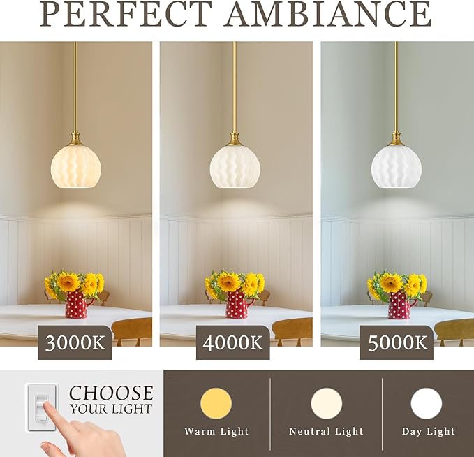Brushed Gold Pendant Lights Kitchen Island 2 Pack, 7.3" Modern Pendant Light Fixtures with Frosted Milk Glass Shade, Globe Hanging Lighting for Kitchen Sink Bathroom Hallway, E26 Base