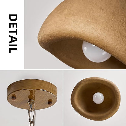 Wabi Sabi Pendant Light Kitchen Island 11.8in Brown Dining Room Lights Fixture Rustic Chandelier Japanese Style Hanging Ceiling Lighting for Bedroom Restaurant Living Room Hallway Foyer