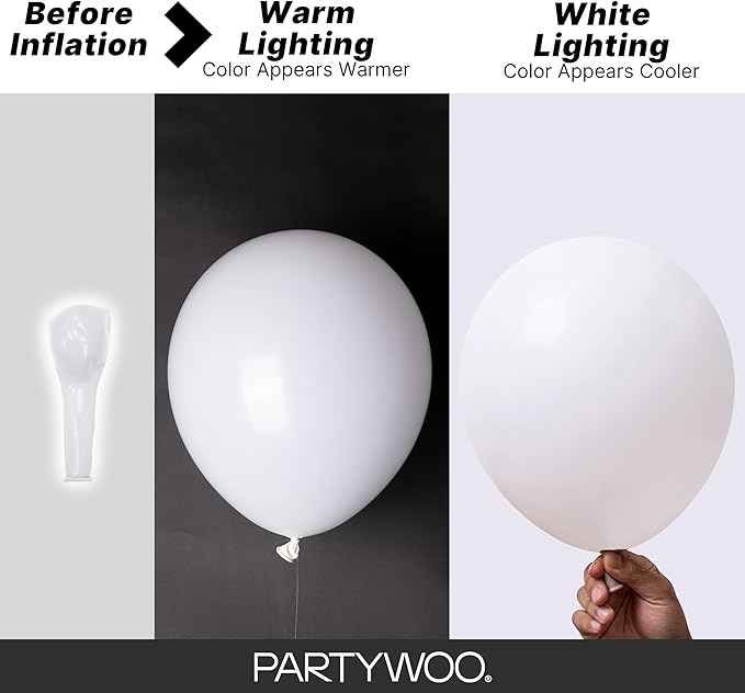 PartyWoo White Balloons 145pcs Different Sizes Pack of 18 12 10 5 Inch Matte White Latex Balloon Arch Kit Garland for Wedding Bridal Graduation Baby Shower Birthday Party Decorations White-Y13