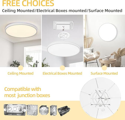 20 Inch Flush Mount Ceiling Light 50W, White LED Ceiling Light with Side Light, 2700K/4000K/6000K CCT Selectable, 5000lm Round Light Fixtures for Bedroom, Kitchen, Dining Room, Living Room