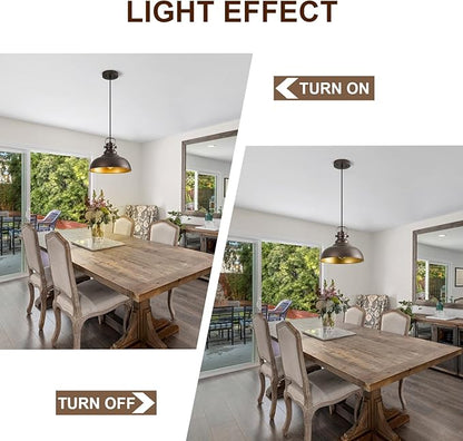 Refice 3 Packs Farmhouse Pendant Lights, Oil Rubbed Bronze Pendant Lighting, lsland Pendant Lights for Kitchen lsland lndustrial Adjustable Height Dome Hanging Lights for Barn, Dining Room