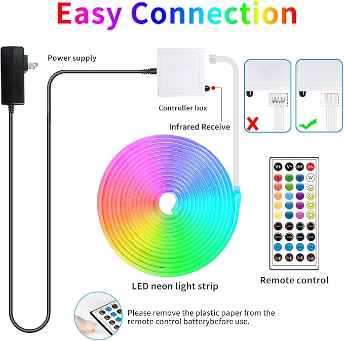 segrass 32.8FT Neon Rope Light,Flexible Led Rope Light Control with App/Remote,Multiple Modes Rope Lights,IP65 Outdoor RGB Led Neon Lights Waterproof,Music Sync Gaming Led Neon Light Strip for Bedroom