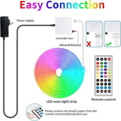 segrass 32.8FT Neon Rope Light,Flexible Led Rope Light Control with App/Remote,Multiple Modes Rope Lights,IP65 Outdoor RGB Led Neon Lights Waterproof,Music Sync Gaming Led Neon Light Strip for Bedroom