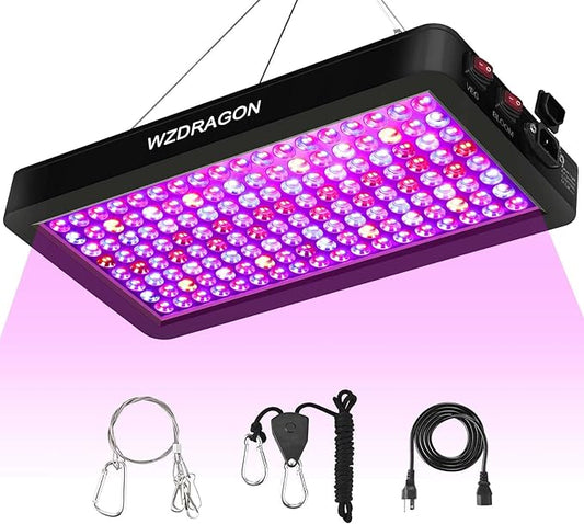 Upgraded BW2000 LED Grow Lights Double Chips Full Spectrum with 10ft Cable for Greenhouse and Indoor Plant Veg and Flower Growing [Black]
