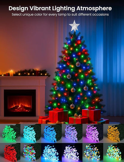 Smart RGB+IC String Lights with 300 LED, 98 FT Indoor Color Changing Christmas Lights, APP & Remote Control, 84 Scenes, Music Mode, Christmas Tree Decor