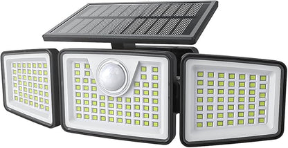 daphino 2500LM Solar Lights Outdoor with Motion Sensor,3 Head 270° Wide Angle Street Area Lights,IP65 Waterproof Security Lighting with 3 Modes(Non-Remote,1 Pcs)