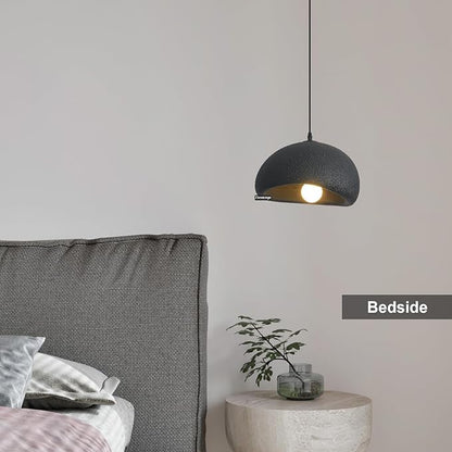 11.8in Wabi Sabi Pendant Light, Kitchen Island Lighting Fixture Ceiling Mount Japanese Lamp Japandi Chandelier for Dining Living Room Hallway Bedroom Restaurant Hanging Lamp, Black 1 Pack