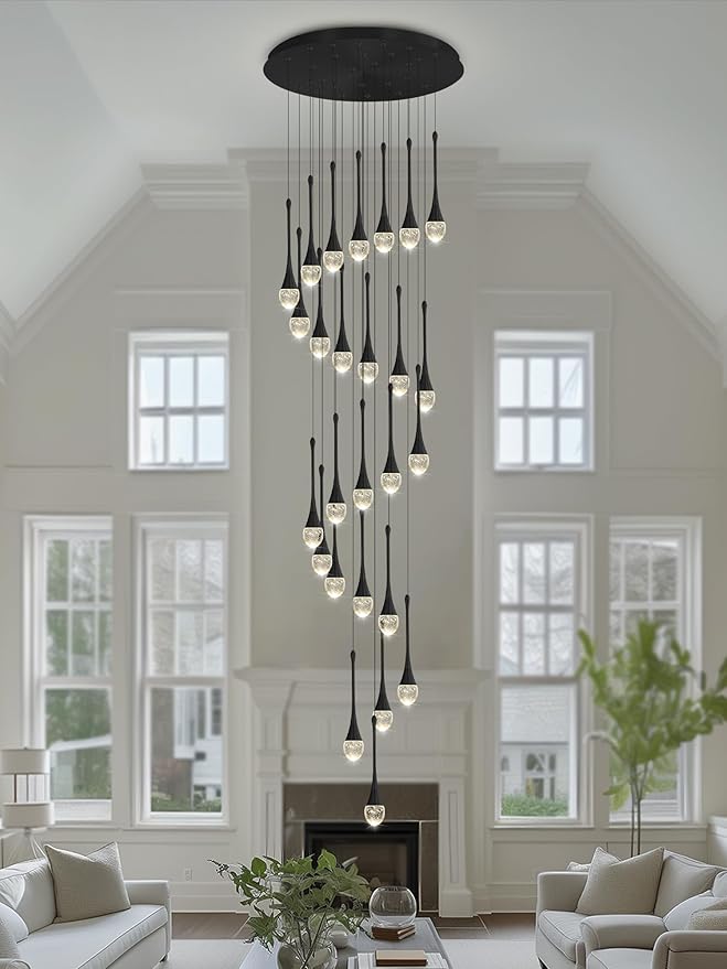 ykolupty H138''Modern Crystal Chandelier for High Ceiling,Large Spiral Crystal Chandeliers,Luxury Raindrop Foyer Chandeliers,Hanging Pendants Lighting for Entryway, Staircase,Hallways,Living Room