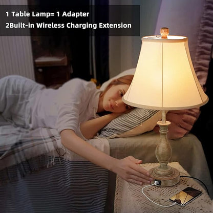 LALISU Farmhouse Table Lamp Touch Control 3-Way Dimmable Table Lamp, Modern Nightstand Lamp with 2 USB Port Bedside Desk Lamp with Fabric Shade for Living Room Bedroom Hotel (Pack 1-Beige Shade)