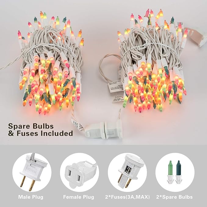 ODEETRONIC Easter String Lights, 33ft 150 Count Easter Pastel Lights, 120V UL Certified Incandescent Pastel Mini Fairy Light, Connectable Outdoor String Light White Wire for Party Patio Home Decor
