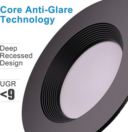 Lightdot 6 Inch Recessed Lighting 24 Pack Black, 12W Dimmable LED Downlight 3CCT Selectable (3000K/4000K/5000K), Anti-Glare Slim Canless Ceiling Light