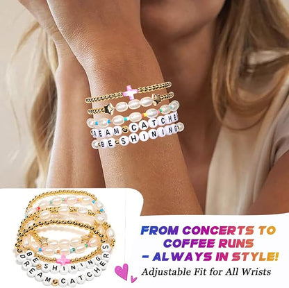 AICase for Kpop Stray Kids BTS Merch Toys Gifts Doll Bracelets Birthday Decorations 5 Pcs Stackable Stretch Friendship Beaded Bracelets k pop SKZ Cosplay Costume Jewelry Gifts for Fans Women Christmas