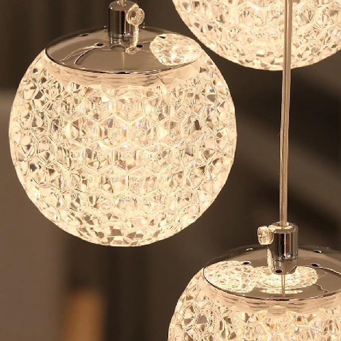 ORANOOR LED Modern 3 Ring Chandeliers for Dining Room, 24in Dimmable Kitchen Pendant Lamp, Silver Dining Room Light Fixtures Ceiling Hanging Over Table, Globe Round Chandeliers for Living Room, Chrome
