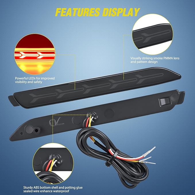 Nilight Rear Bumper Tail Light Compatible with 2006 2007 2008 2009 2010 2011 2012 2013 2014 Toyota Camry Smoke Lens LED Reflector Bumper Lamps Brake Turn Signal Sequential Flashing Driving Taillights