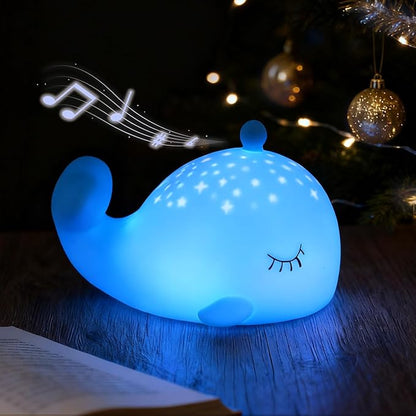 Cute Night Light Gifts for Kids, 7 Colors Blue Whale Toys Cute Lamp,Soft Silicone Baby Night Light,Silicone Whale Rechargeable Nightlight for Kid Kawaii Room Decor