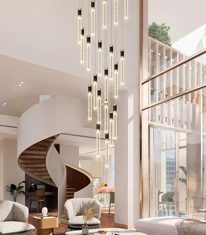 157inch 20-Lights Modern Chandeliers for Living Room LED Dimmbale Light Fixture Entryway High Ceiling Light Pendants Lighting for Dining Room Hallway Staircase with Remote Dimming Chandelier